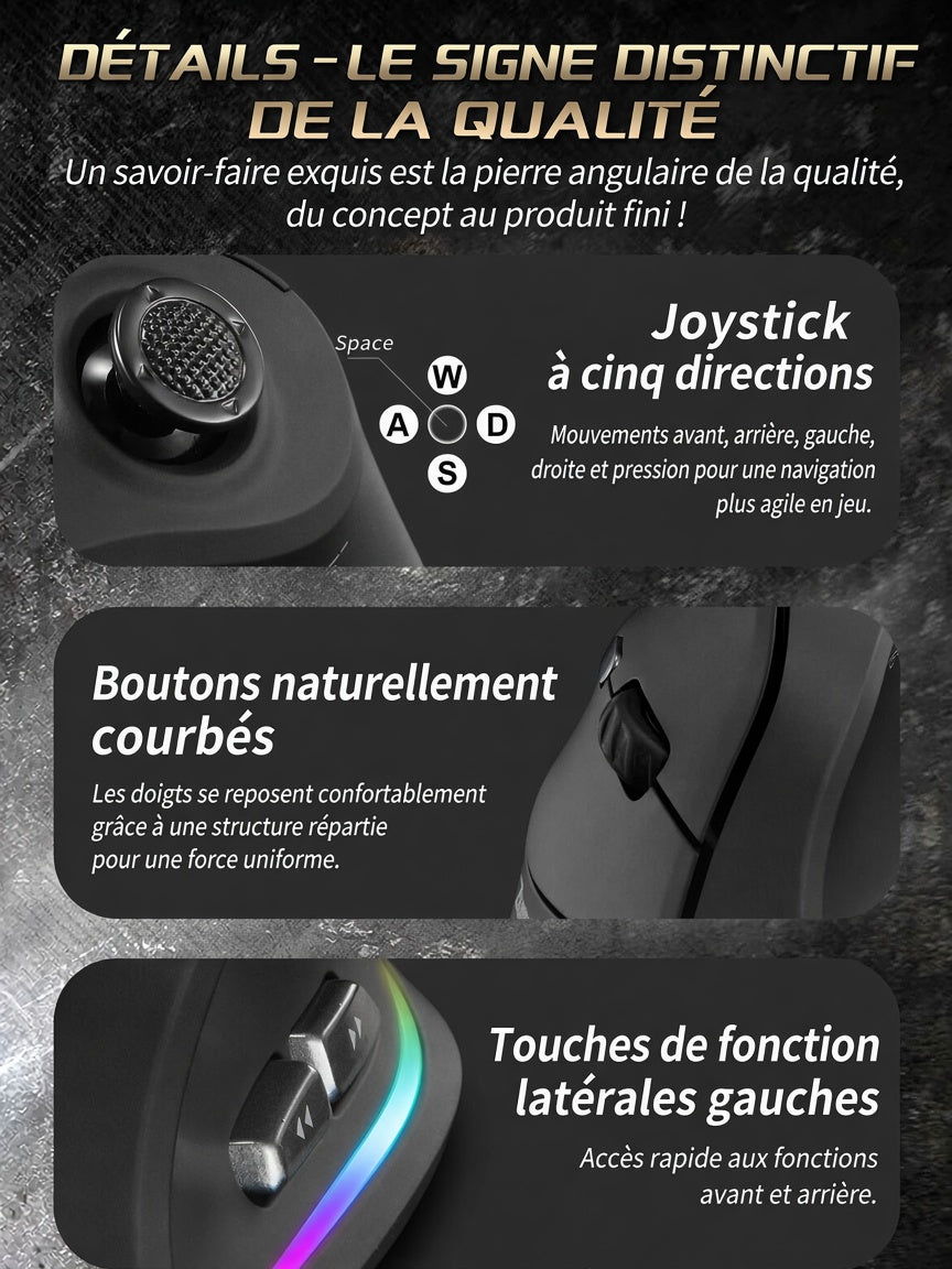 Souris Ergonomique Verticale ZELOTES F18 — Confort Bureau & Précision Gaming
