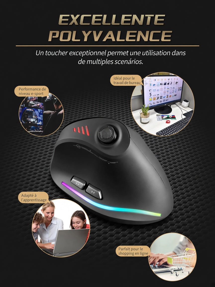 Souris Ergonomique Verticale ZELOTES F18 — Confort Bureau & Précision Gaming