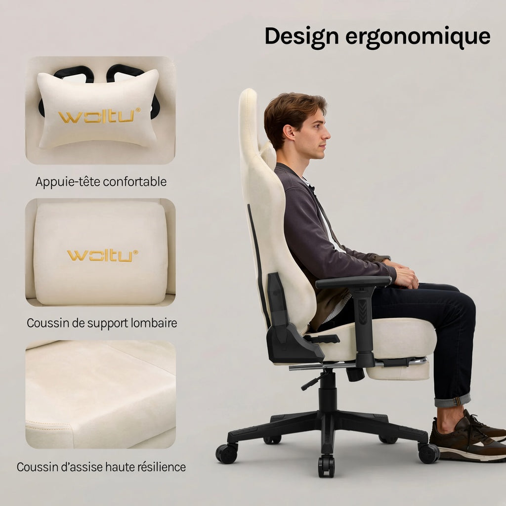 Chaise de Bureau Ergonomique WOLTU — Accoudoirs 3D, Dossier Réglable, Pivotante
