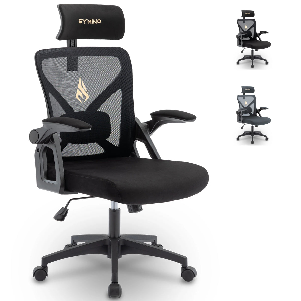 Chaise de Bureau Ergonomique Symino — Réglable, Support Lombaire, Pivotante