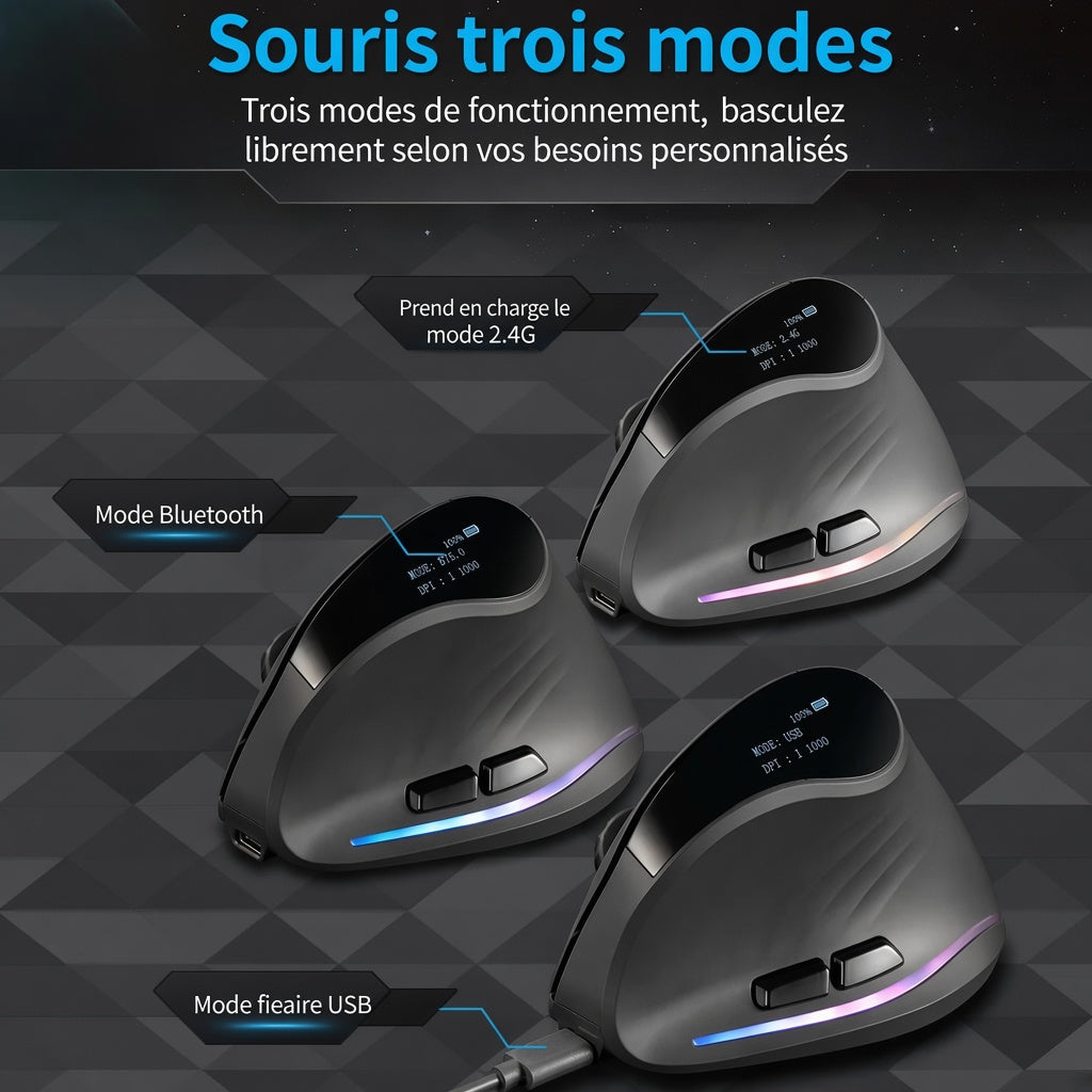 Souris Verticale Ergonomique Rechargeable – Confort Bureau & Gaming